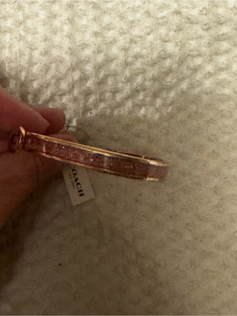 Coach Gold-Tone Pink Glitter C Initial Bangle Bracelet F39599 - Picture 9 of 15
